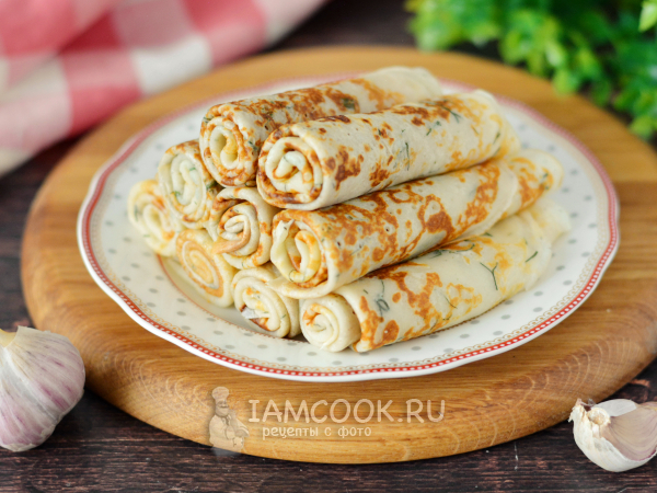 Блины с чесноком в тесте, рецепт с фото