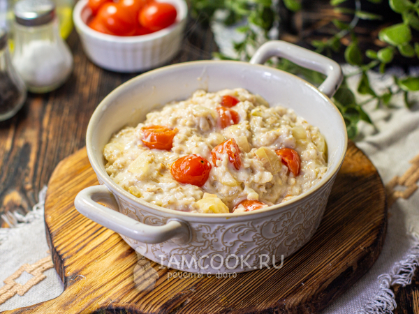 Овсянка с помидорами и сыром, рецепт с фото