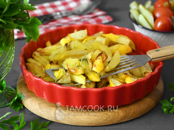 Патиссоны с картошкой в духовке, рецепт с фото