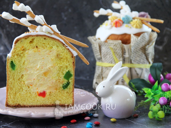 Кулич с апельсиновой начинкой, рецепт с фото