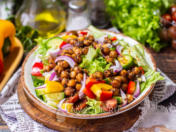 Салат с запеченным нутом, рецепт с фото