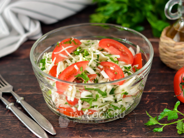 Салат из капусты и помидоров с маслом, рецепт с фото