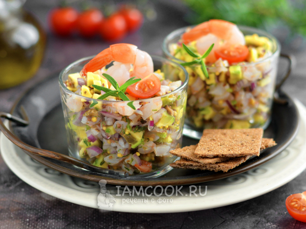 Тартар из креветок с авокадо, рецепт с фото
