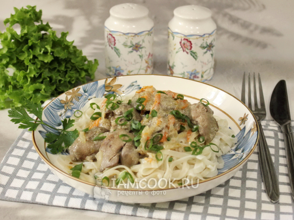 Куриная печень в сметане в мультиварке, рецепт с фото