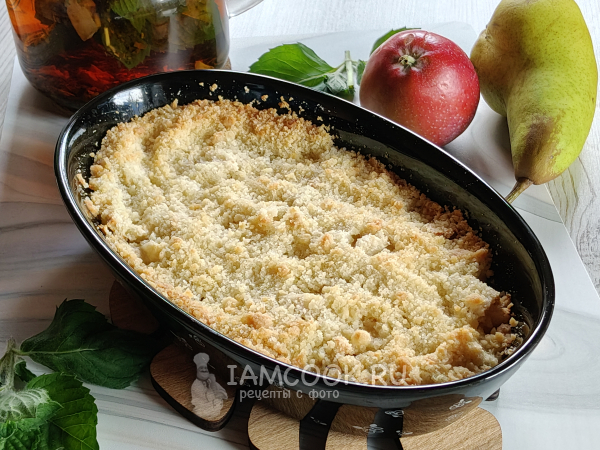 Яблочно-грушевый крамбл, рецепт с фото
