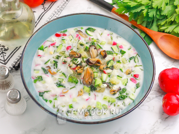 Окрошка из мидий, рецепт с фото