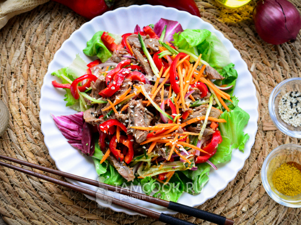 Салат с говядиной в азиатском стиле, рецепт с фото