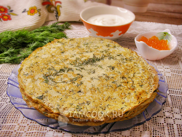 Блины на сыворотке с укропом, рецепт с фото