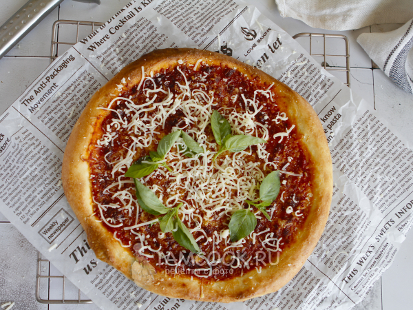 Тесто для пиццы на кефире без яиц (+пицца), рецепт с фото