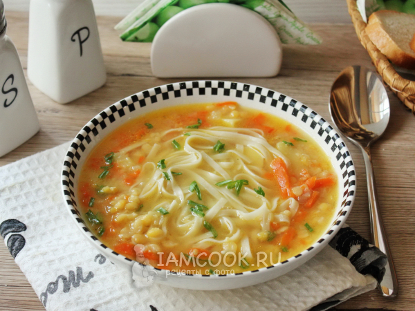 Гороховый суп с лапшой, рецепт с фото