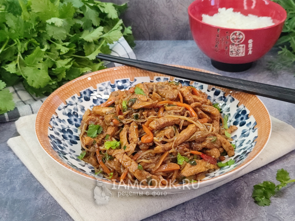 Грибы эноки с мясом, рецепт с фото