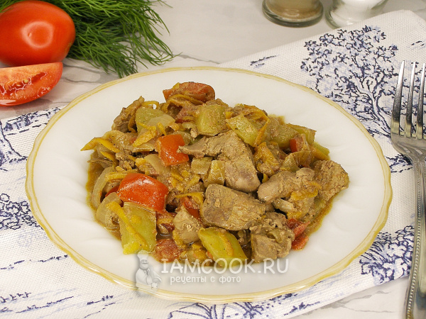 Куриная печень с перцем и помидорами, рецепт с фото