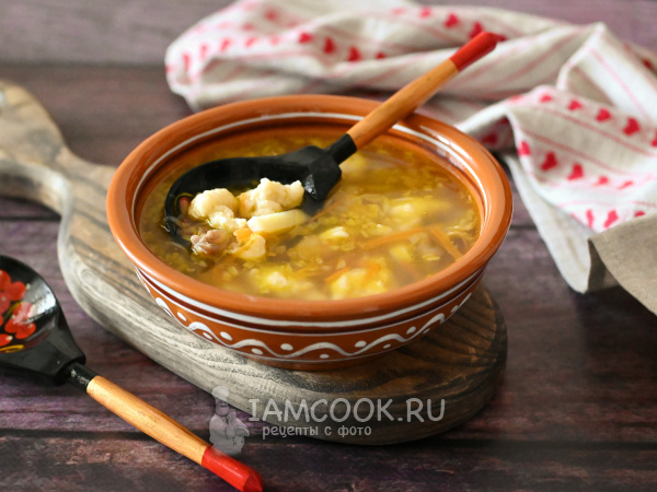 Суп с клецками на свином бульоне, рецепт с фото