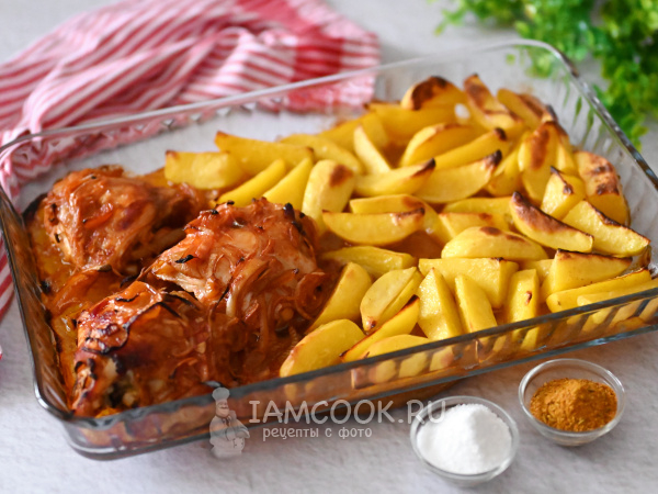 Картошка с курицей и лечо в духовке, рецепт с фото