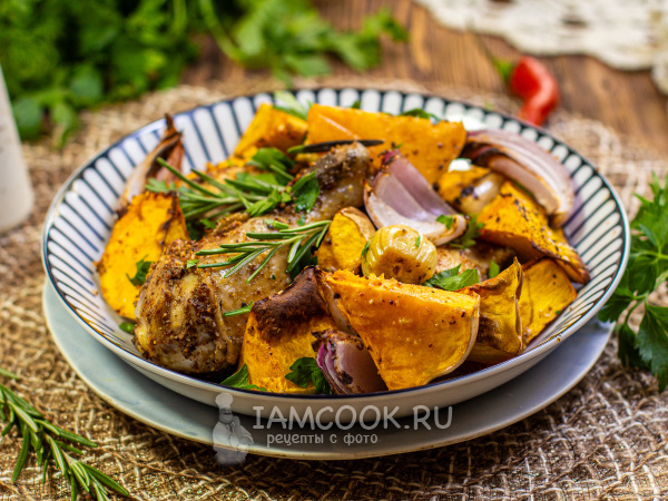 Тыква с курицей в аэрогриле, рецепт с фото