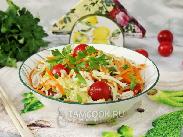 Азиатский салат с курицей и овощами, рецепт с фото