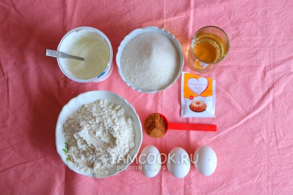 Ингредиенты для кекса «Зебра» на сметане