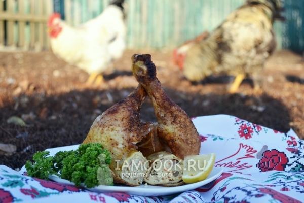 Фаршированный цыпленок в духовке