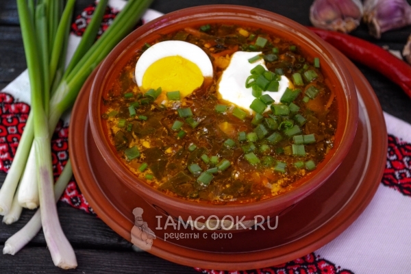 Рецепт зелёного борща со щавелем и яйцом