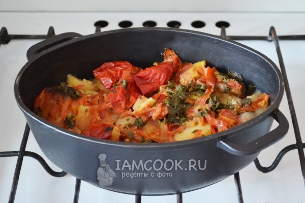 Потушить овощи с мясом