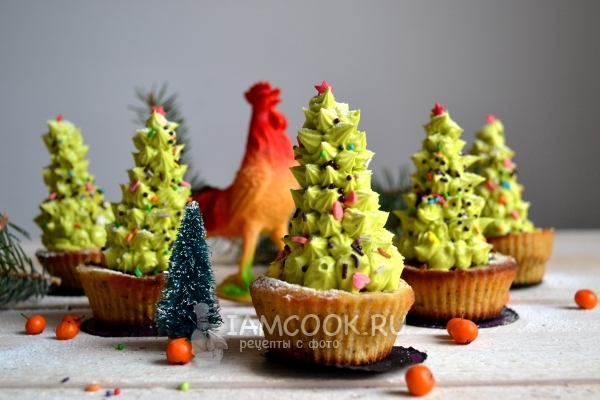 Рецепт капкейков «Новогодние Ёлочки»