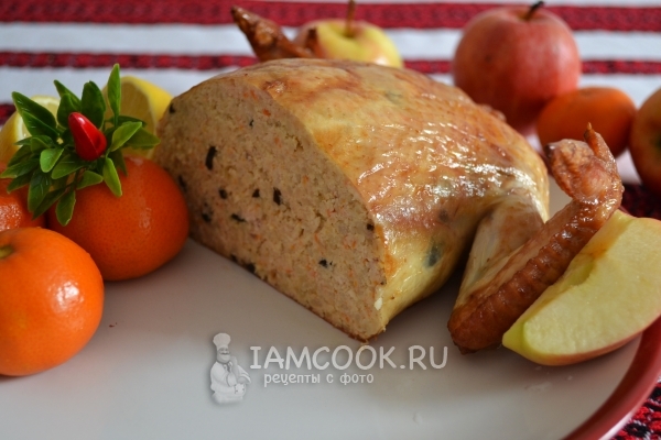 Фаршированная курица без костей