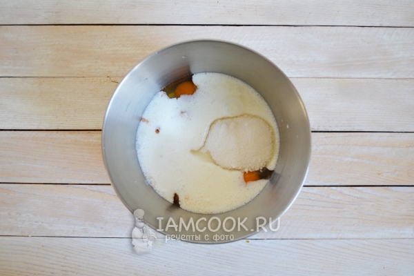 Добавить сахар и кефир