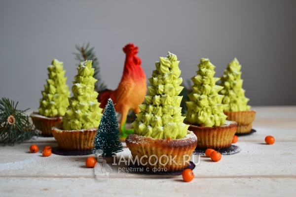 Готовые капкейки «Новогодние Ёлочки»