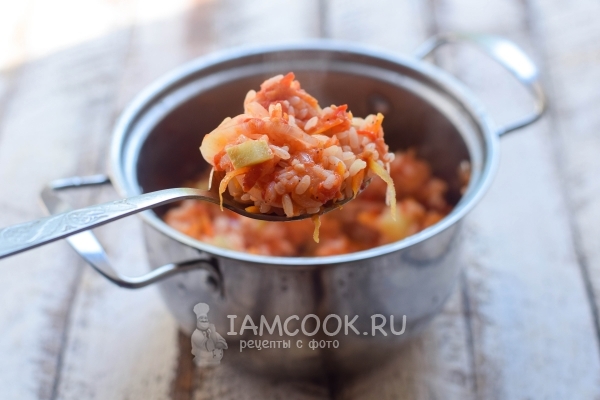 Потушить овощи с рисом