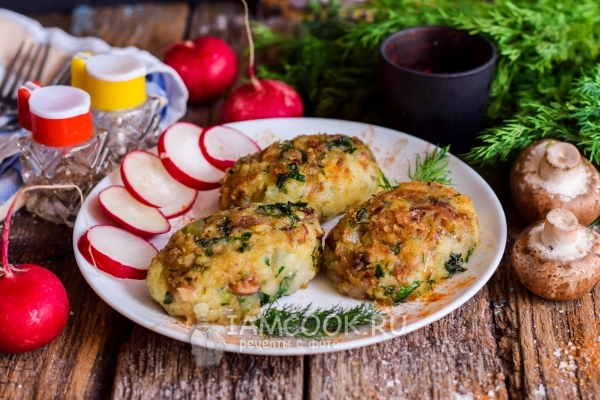 Фото постных картофельных котлет с грибами