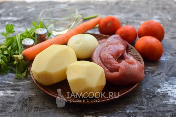 Ингредиенты для тушеной картошки как в детском саду