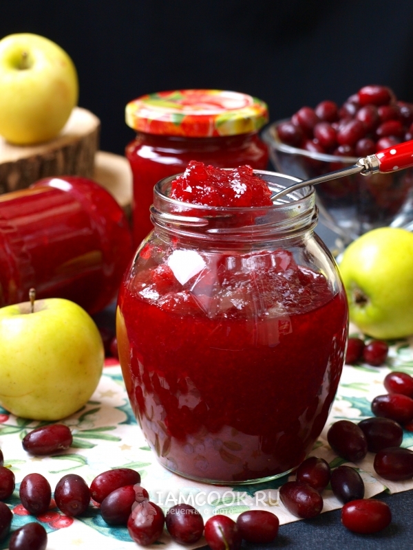Фото джема из яблок и кизила