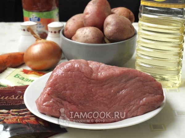 Ингредиенты для говядины с картошкой в рукаве в духовке