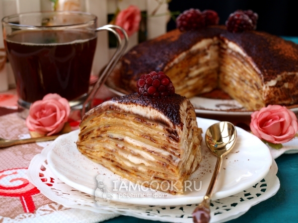 Готовый блинный торт тирамису