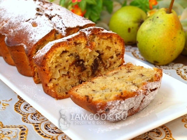 Фото кекса с грушами и шоколадом