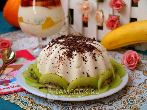 Рецепт творожного десерта с желатином и фруктами