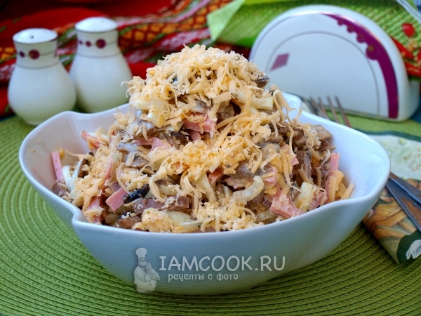 Фото салата с языком и ветчиной