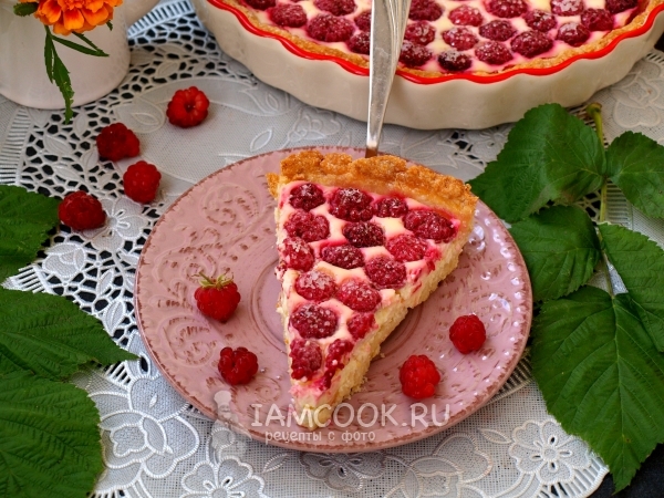 Рецепт пирога с малиной и творогом