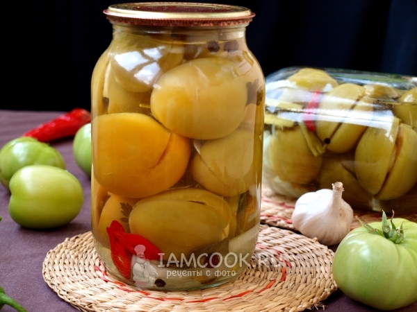 Рецепт зелёных помидоров с чесноком на зиму