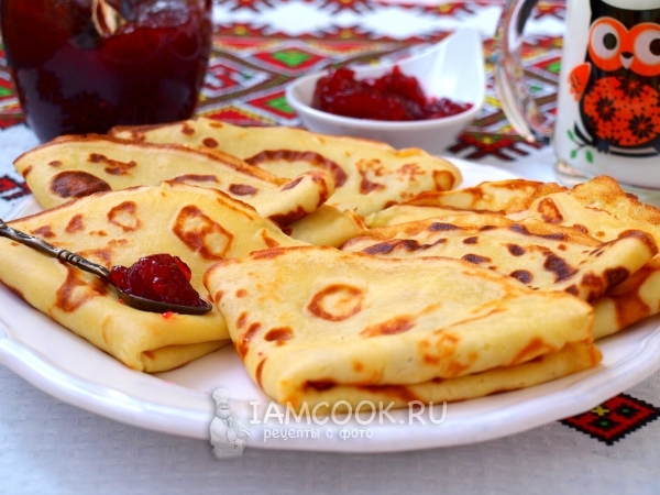 Пышные (толстые) блины на кислом молоке