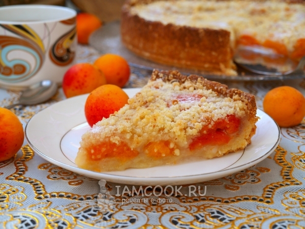 Фото пирога из песочного теста с абрикосами