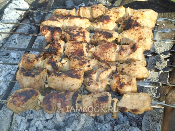 Готовый шашлык из свинины на мангале