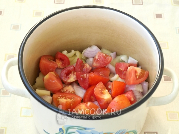 Соединить овощи