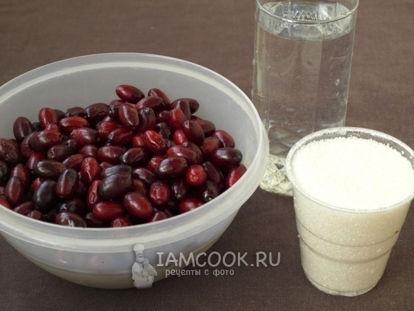 Ингредиенты для желе из кизила на зиму