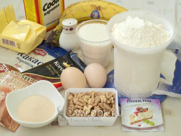 Ингредиенты для шоколадно-бананового кекса