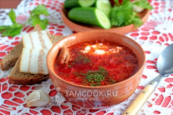 Фото вкусного борща с говядиной