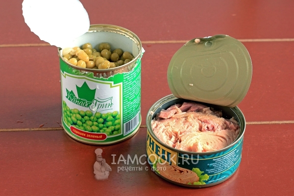Открыть горошек и тунца