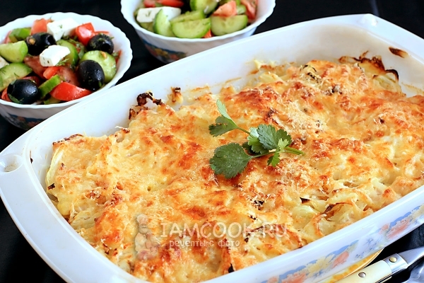 Рецепт мяса по-французски с курицей и картошкой