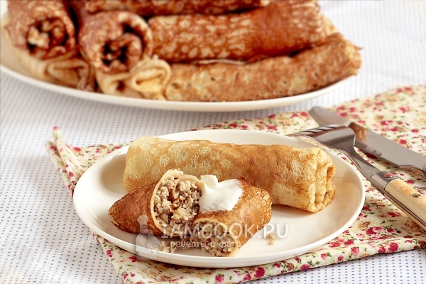 Фото блинчиков с курицей и говядиной