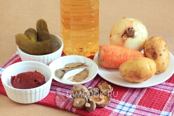 Ингредиенты для постной солянки с грибами